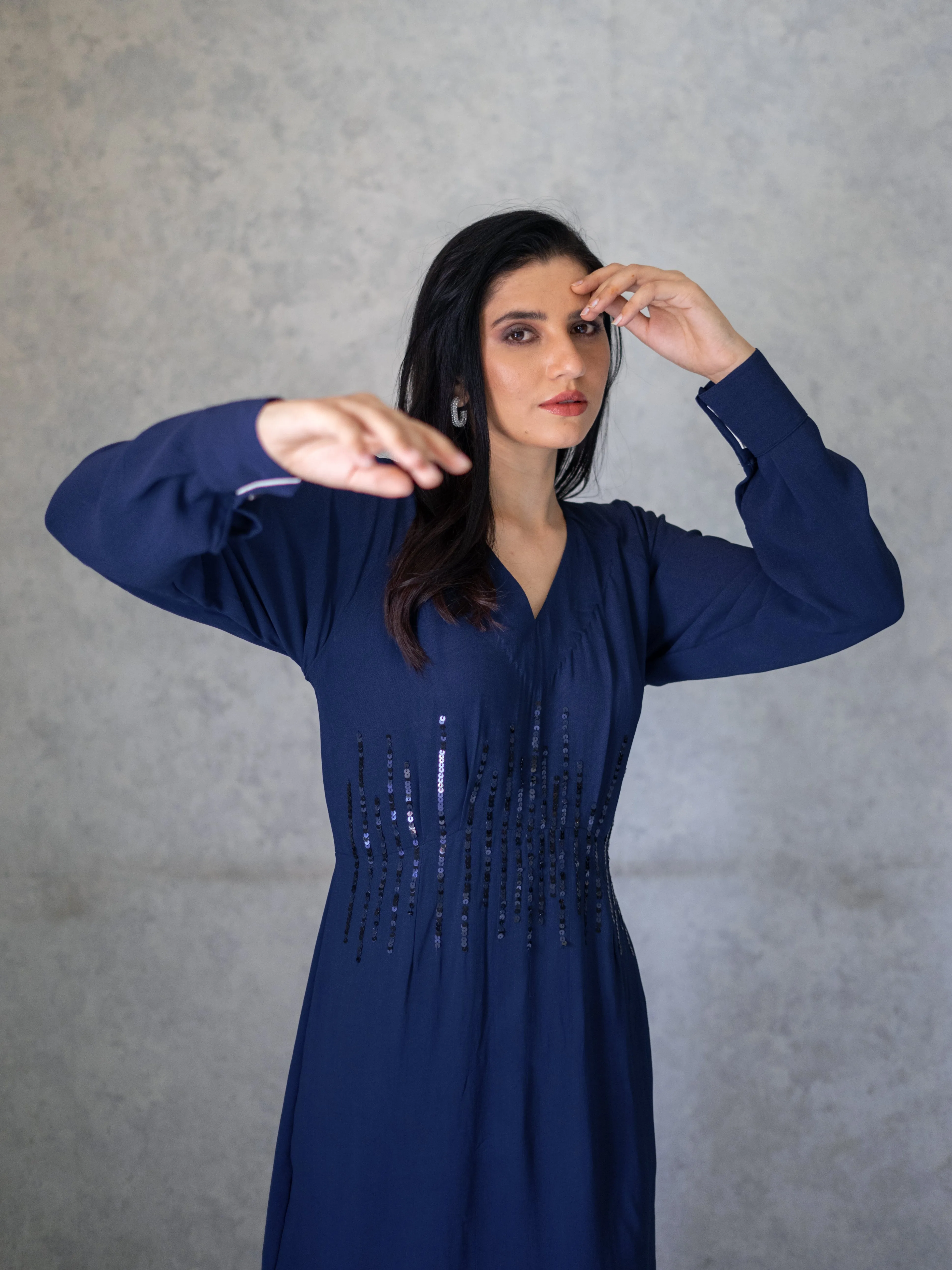 Akin Dress - Navy Blue