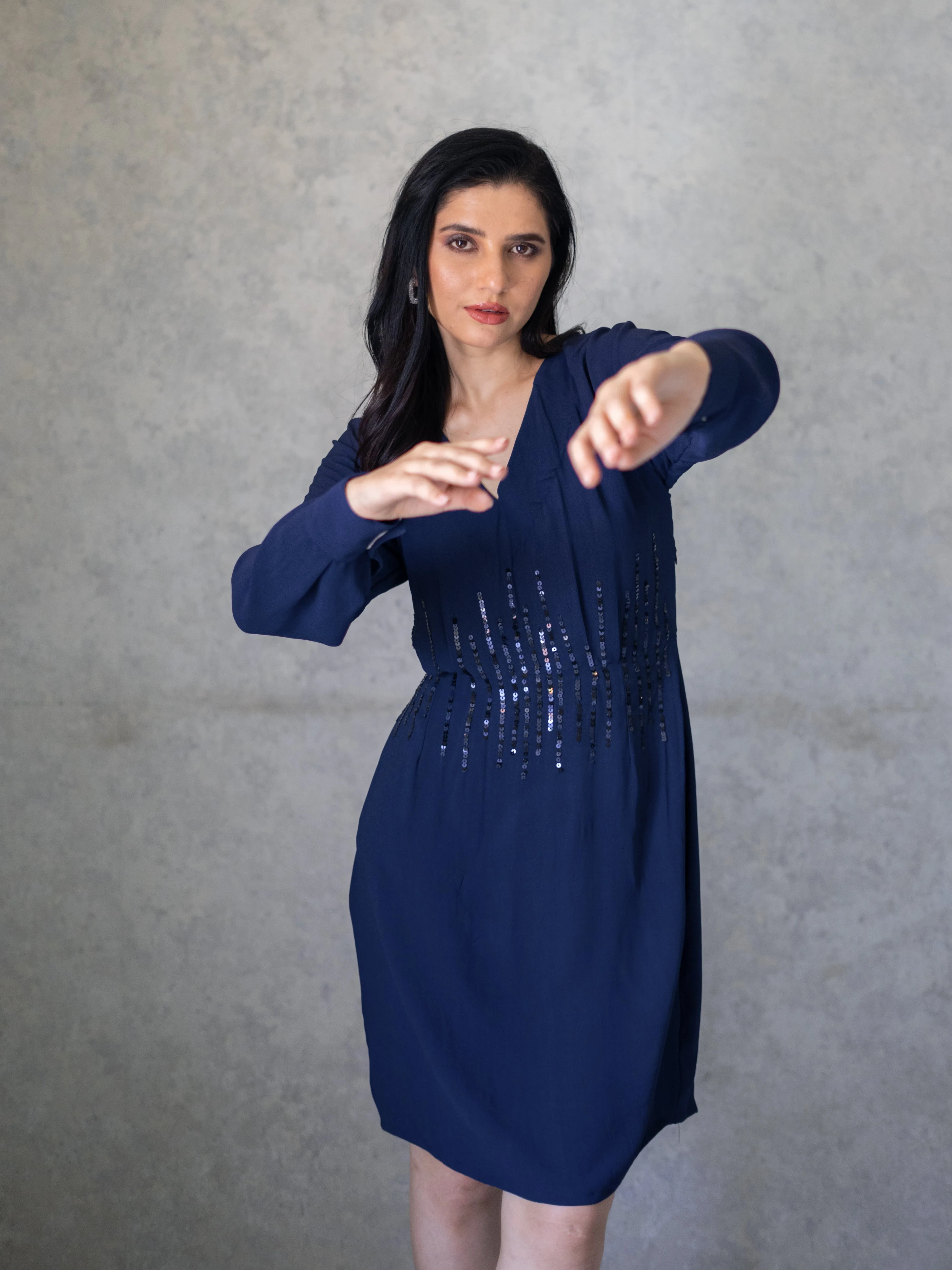 Akin Dress - Navy Blue