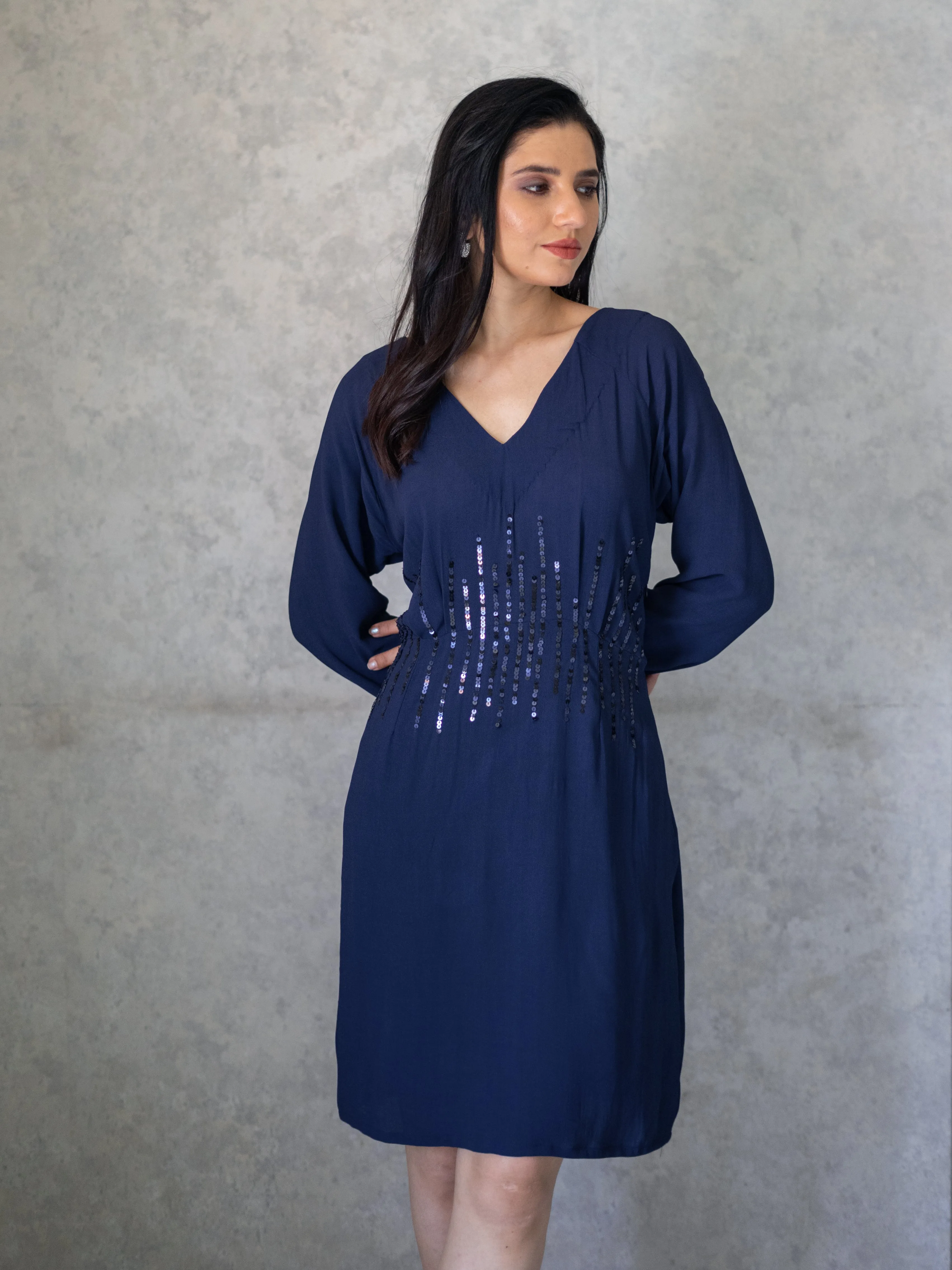 Akin Dress - Navy Blue