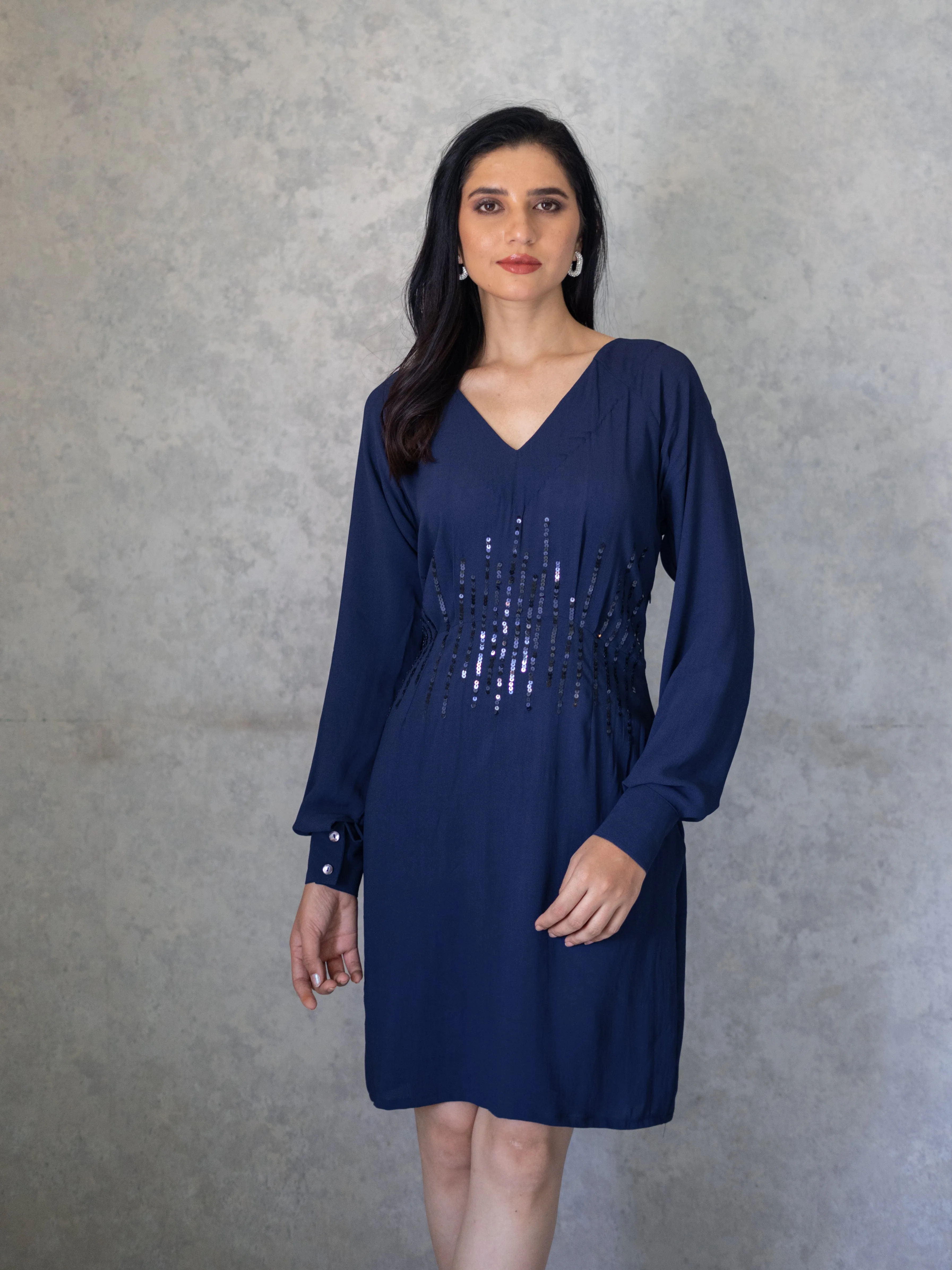 Akin Dress - Navy Blue
