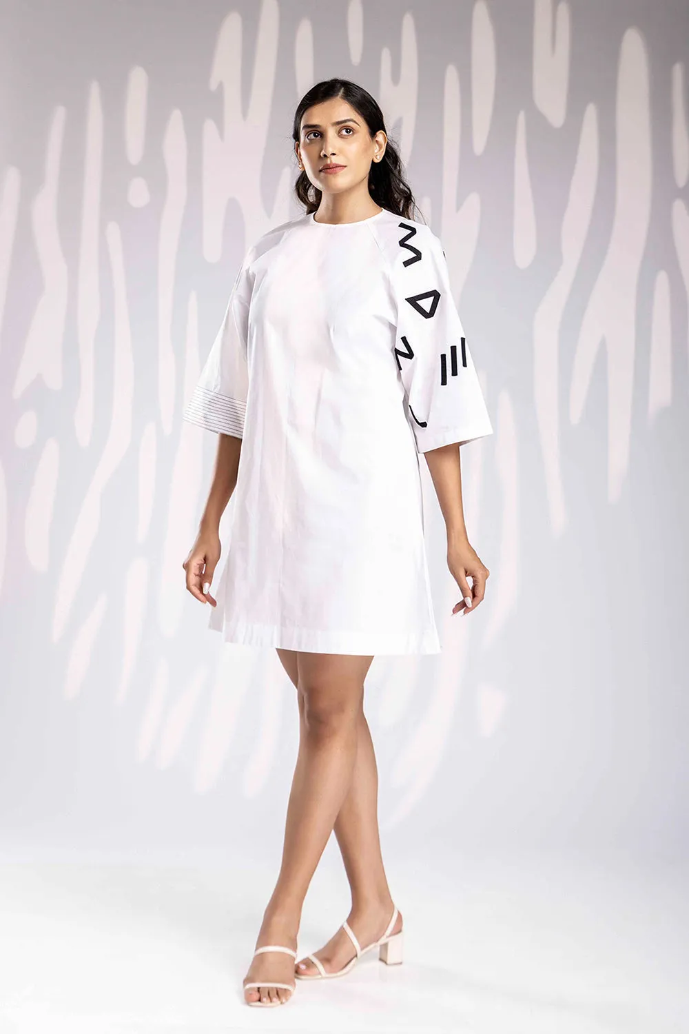 Alphabetic Shift Dress - White