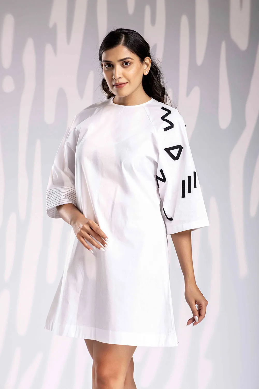Alphabetic Shift Dress - White