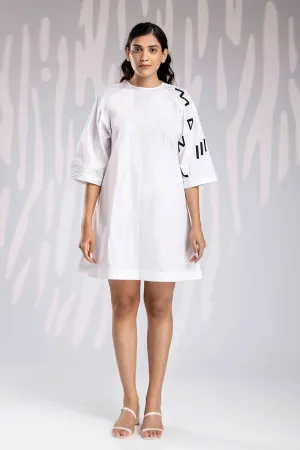 Alphabetic Shift Dress - White