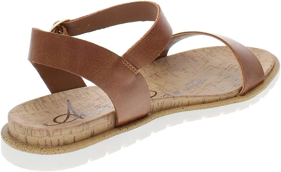 AMERICAN RAG Womens Beige Strappy Ankle Strap Buckle Accent Mattie Round Toe Buckle Sandals 6 M