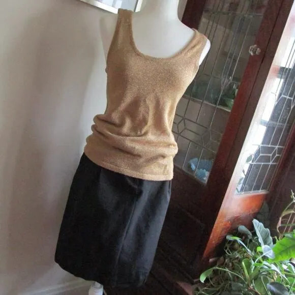 Apostrophe Black Pencil Skirt Size 10 Belted Pockets Knee-Length Corpcore Office