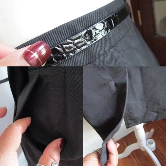 Apostrophe Black Pencil Skirt Size 10 Belted Pockets Knee-Length Corpcore Office