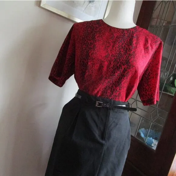 Apostrophe Black Pencil Skirt Size 10 Belted Pockets Knee-Length Corpcore Office