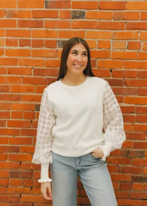Apricot Squares Arm Sweater