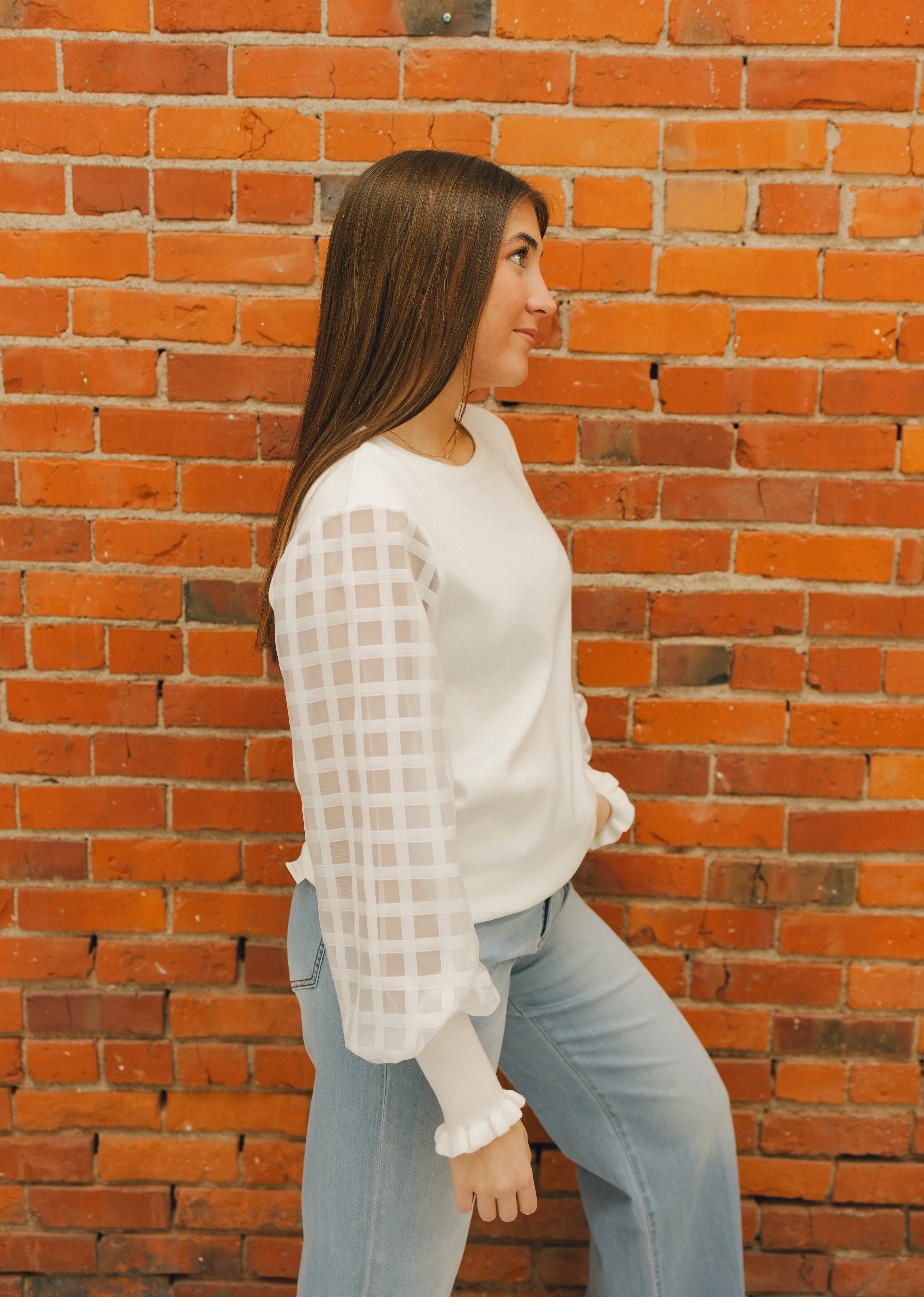 Apricot Squares Arm Sweater