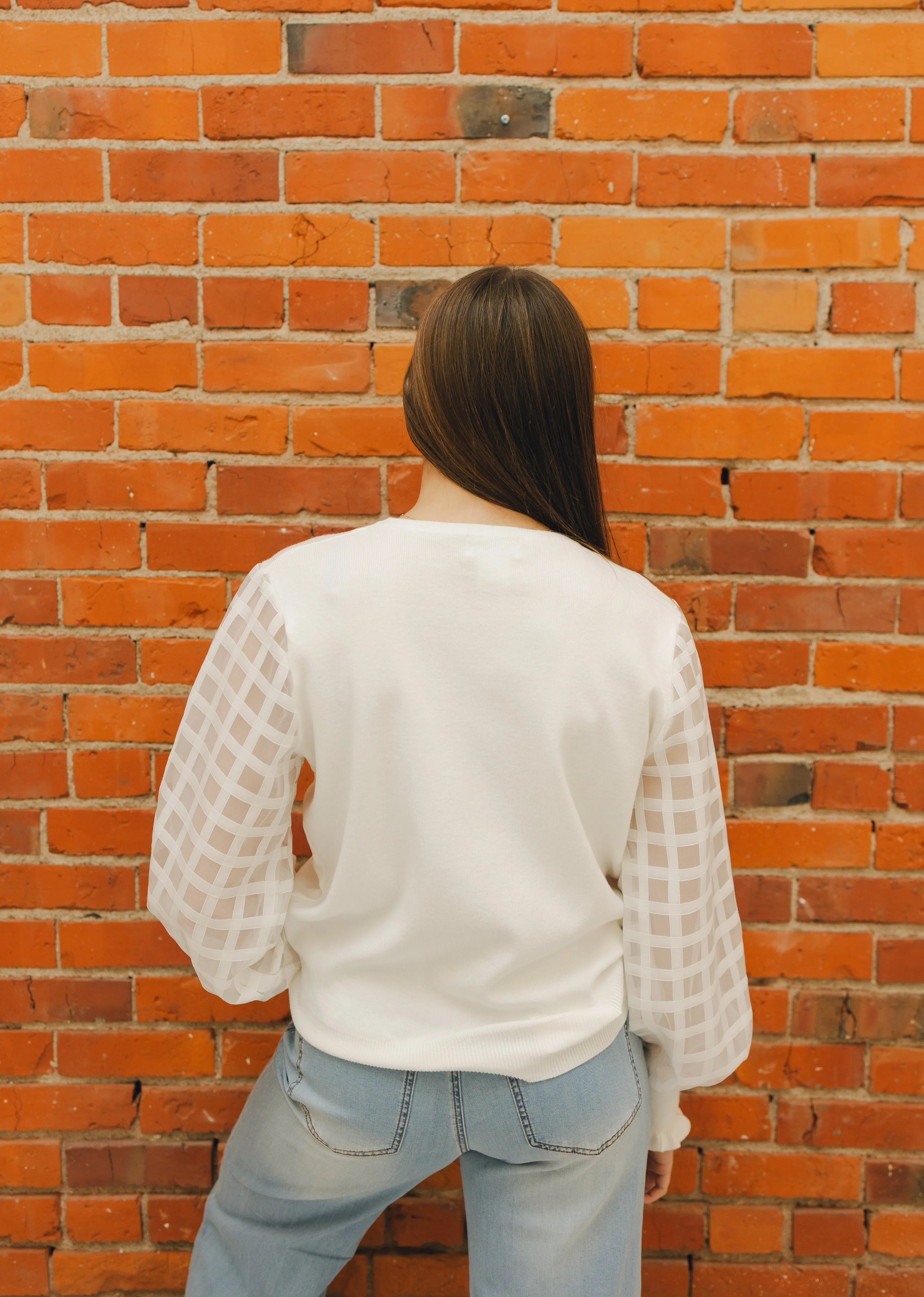 Apricot Squares Arm Sweater