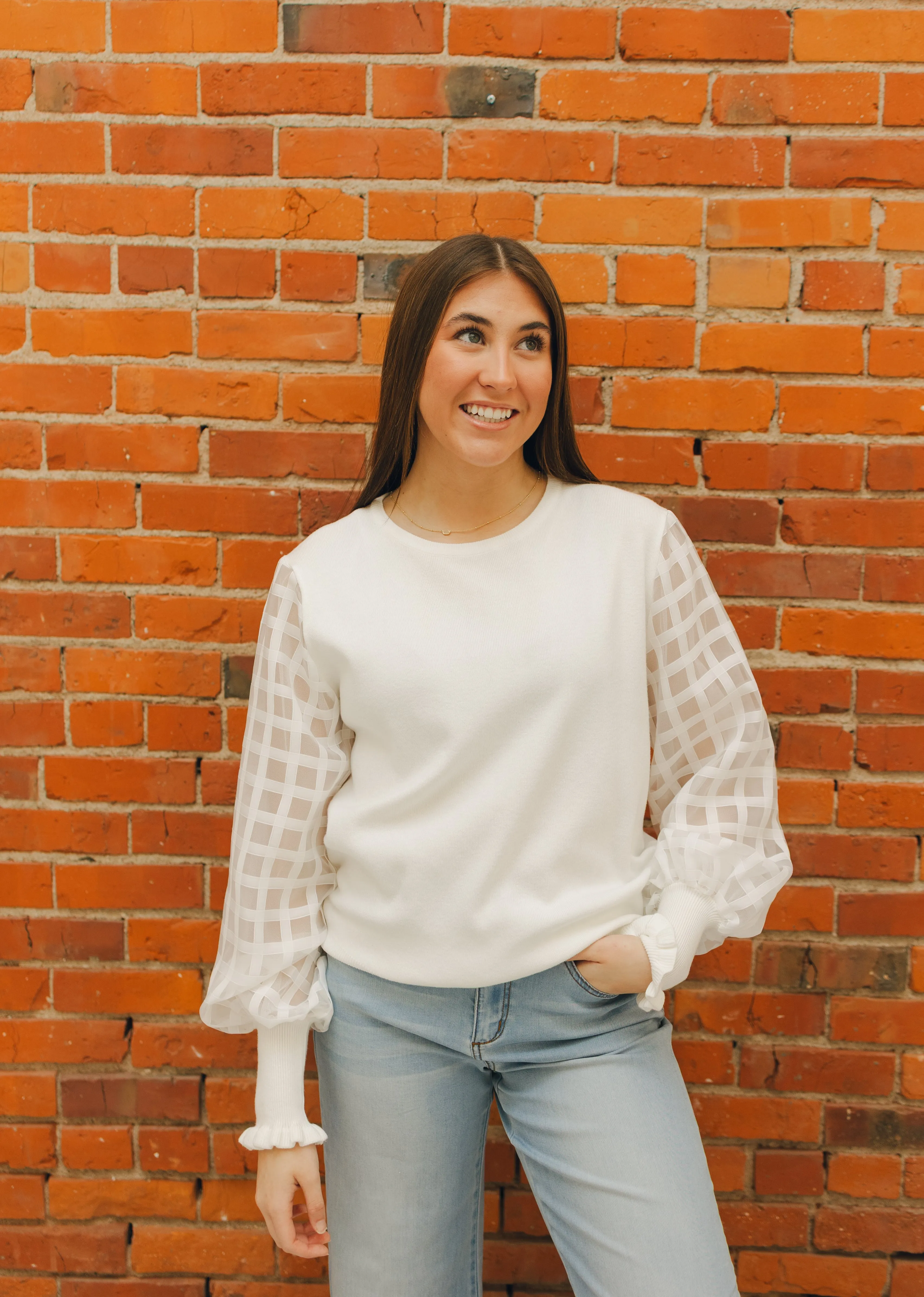 Apricot Squares Arm Sweater