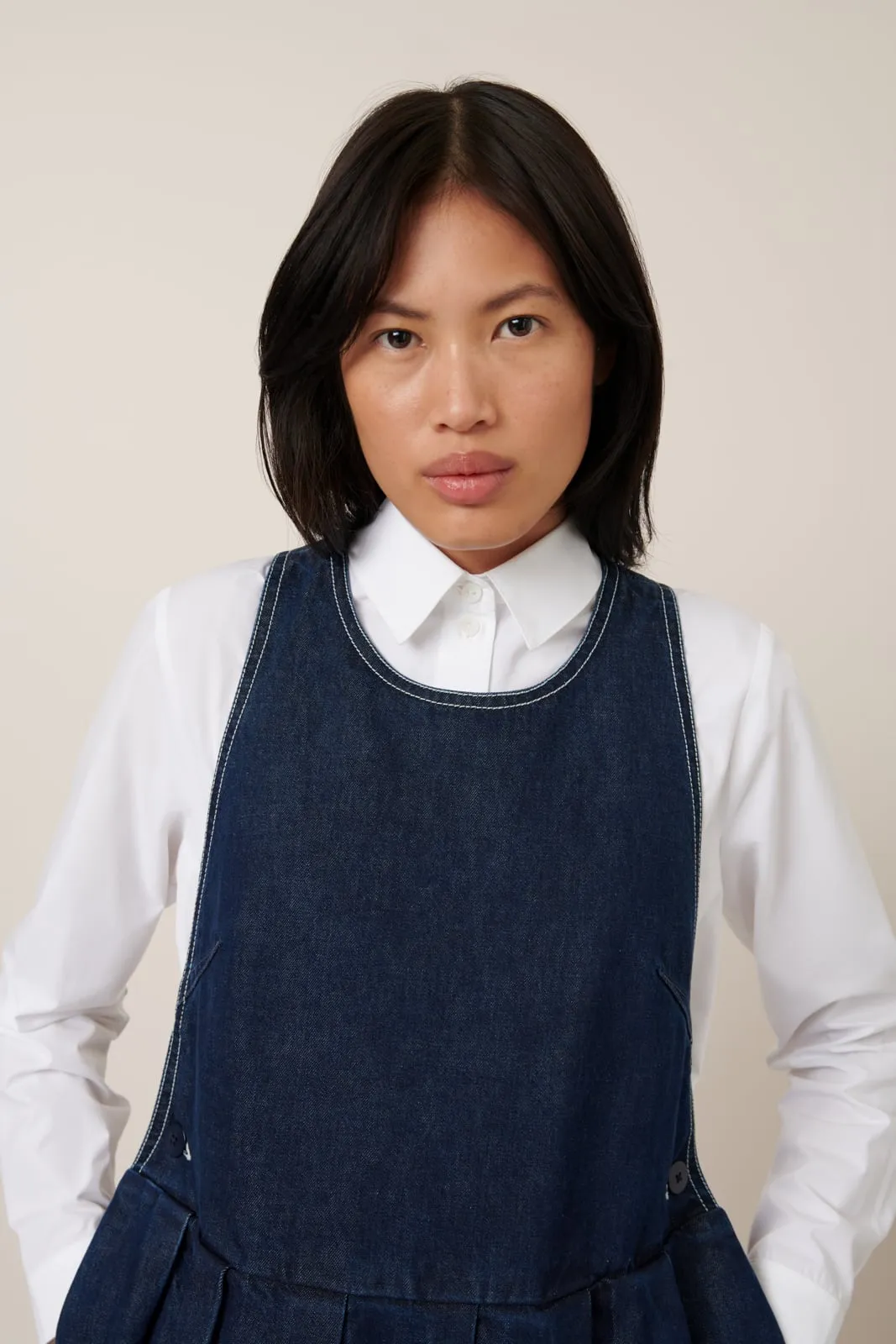 APRON DRESS | Kowtow | Indigo Denim