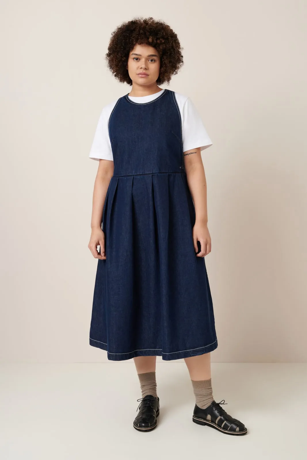 APRON DRESS | Kowtow | Indigo Denim