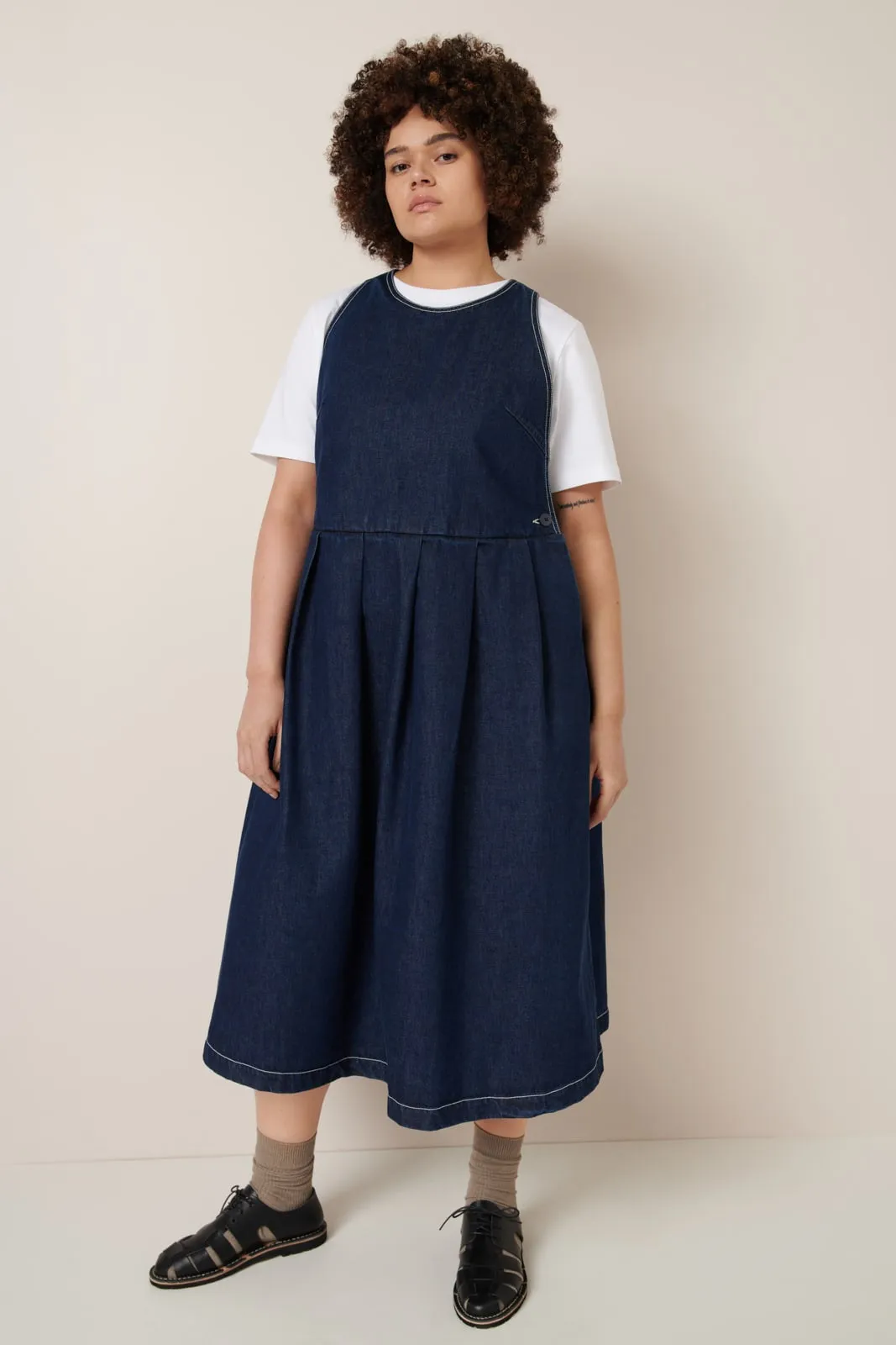 APRON DRESS | Kowtow | Indigo Denim