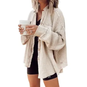 Ariana | Fashionable Rib Velvet Button Coat