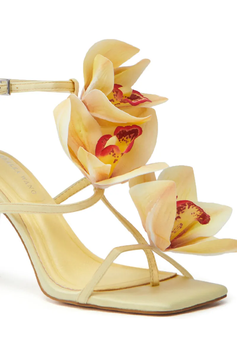 AZALEA WANG CREDENZA YELLOW FLORAL STILETTO SANDAL