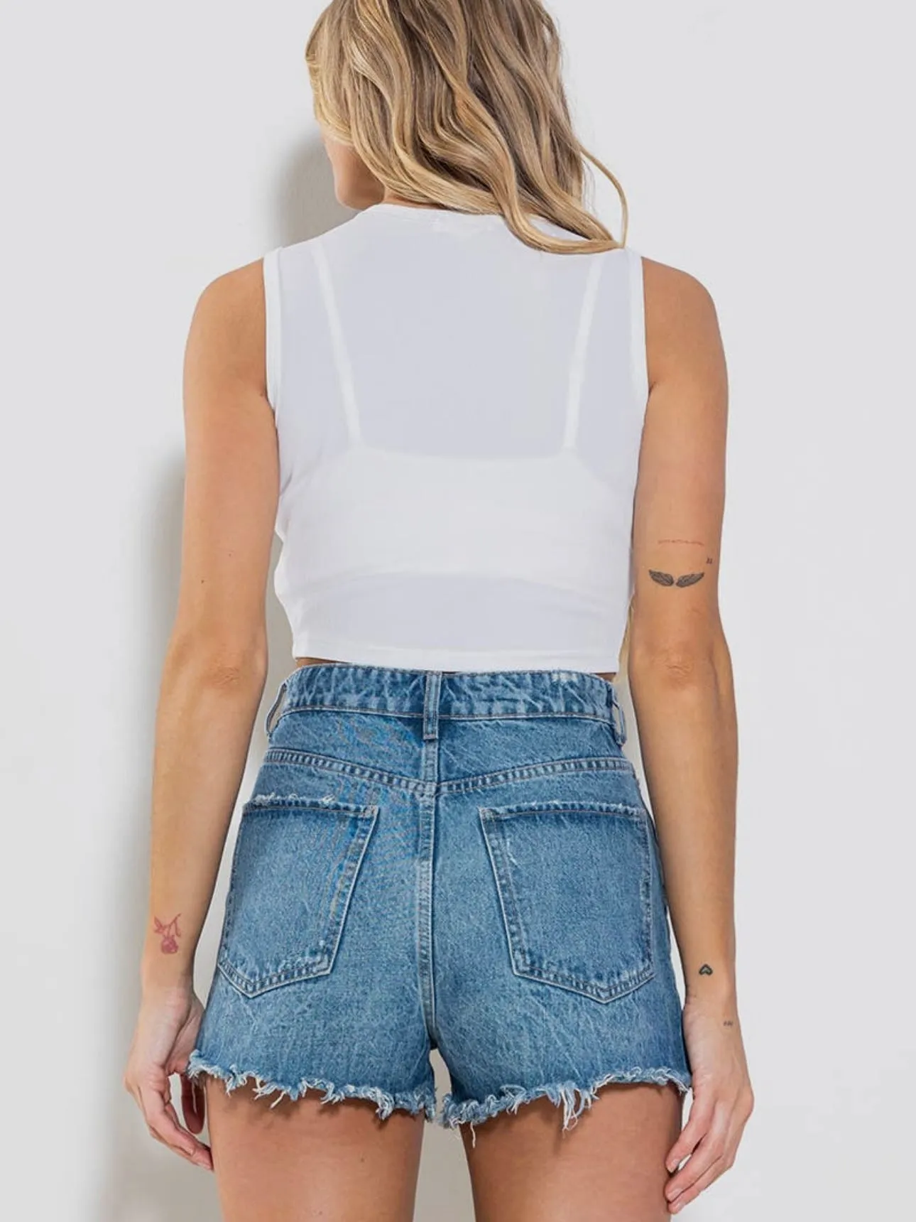 Basic Ribbed Crop Tank: White