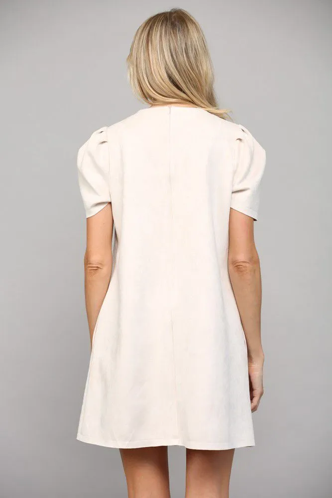 Bejeweled Ecru Shift Dress