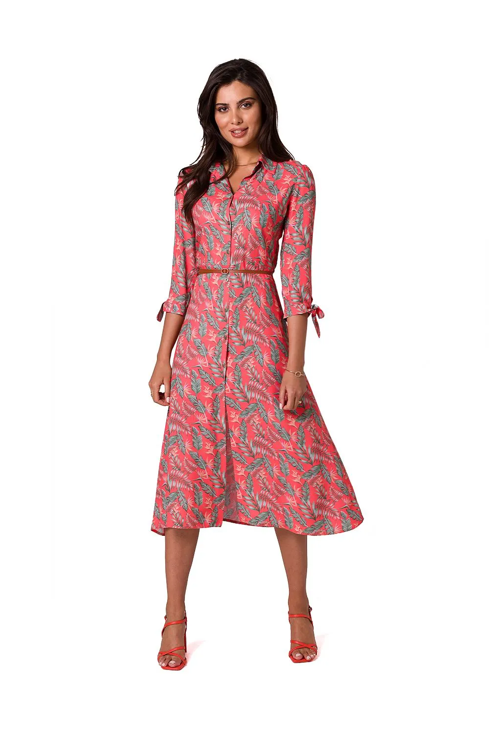 Belted A-Line Collar Dress
