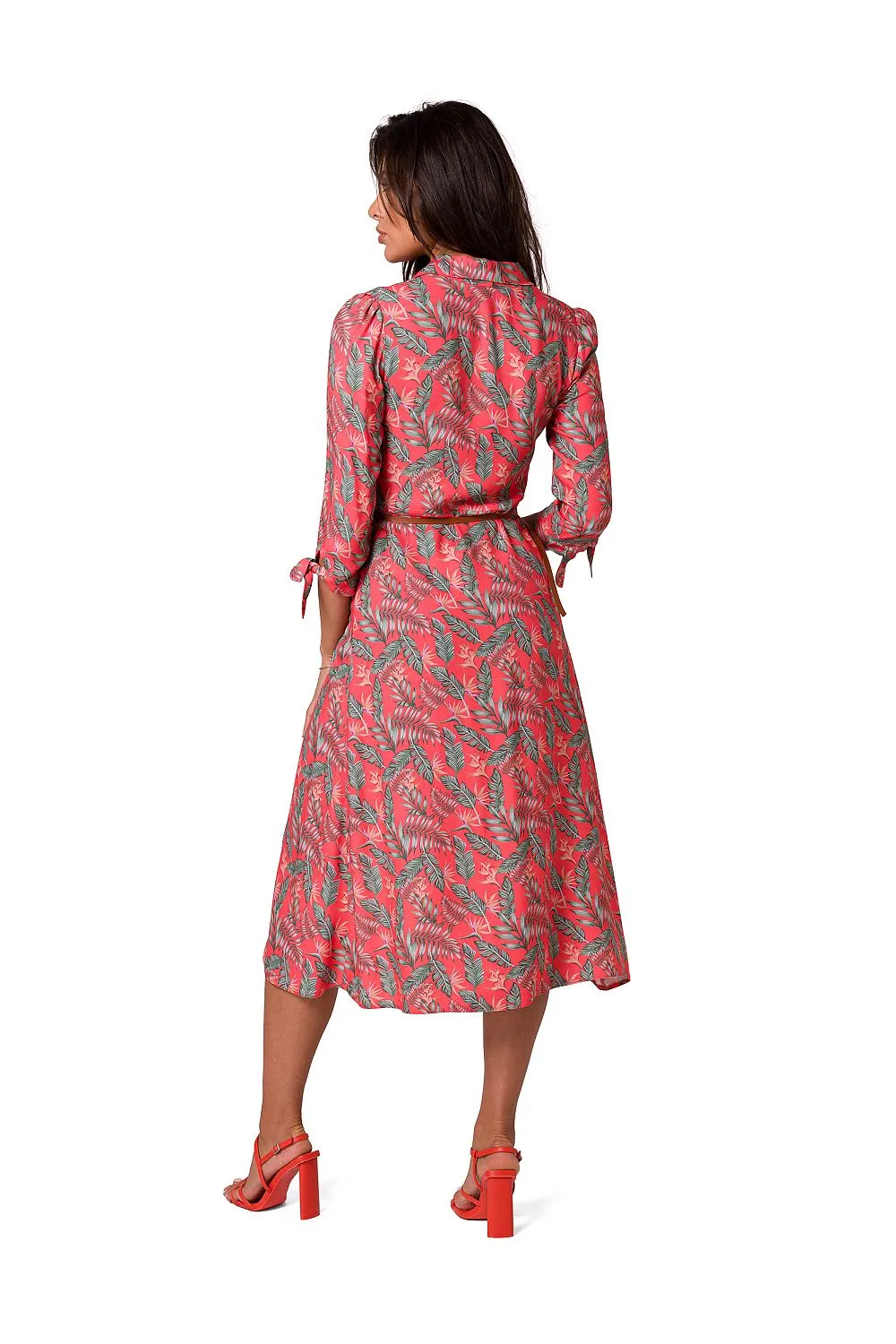 Belted A-Line Collar Dress