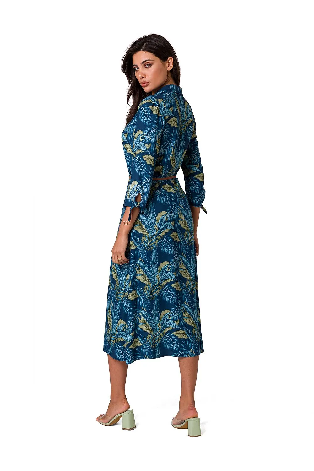 Belted A-Line Collar Dress