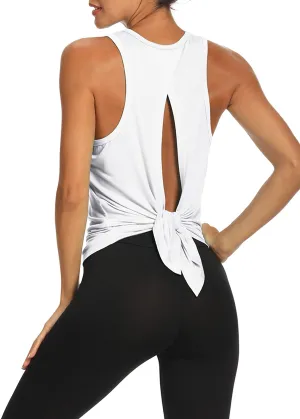Bestisun Workout Tops for Women Athletic Wear Yoga Shirts Sleeveless Gym Tops Yoga Dance Clothes Tennis Running Shirts White