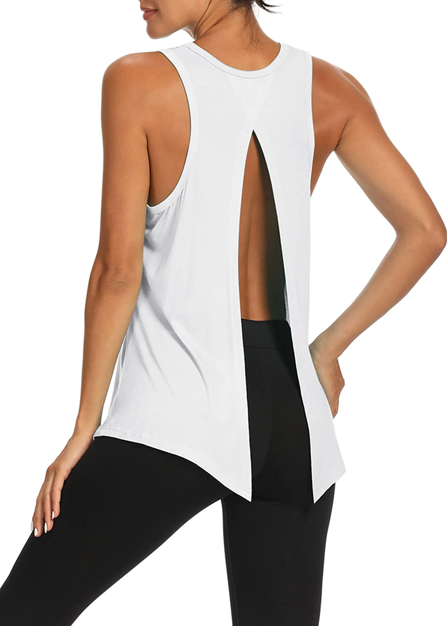 Bestisun Workout Tops for Women Athletic Wear Yoga Shirts Sleeveless Gym Tops Yoga Dance Clothes Tennis Running Shirts White
