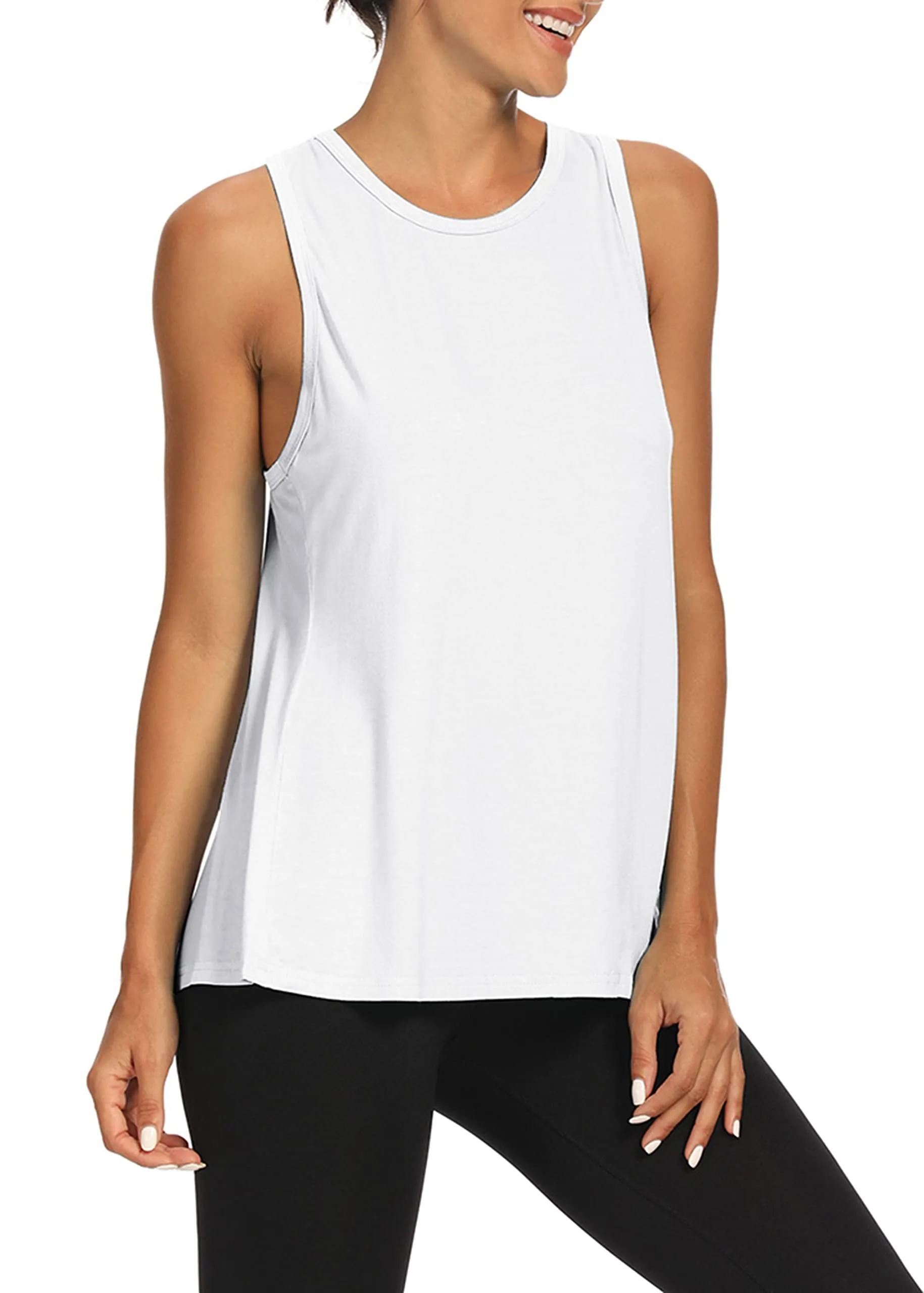 Bestisun Workout Tops for Women Athletic Wear Yoga Shirts Sleeveless Gym Tops Yoga Dance Clothes Tennis Running Shirts White