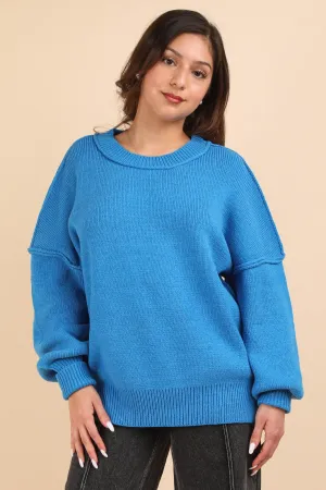 Bethany- Oversized Basic Solid Sweater Knit Top