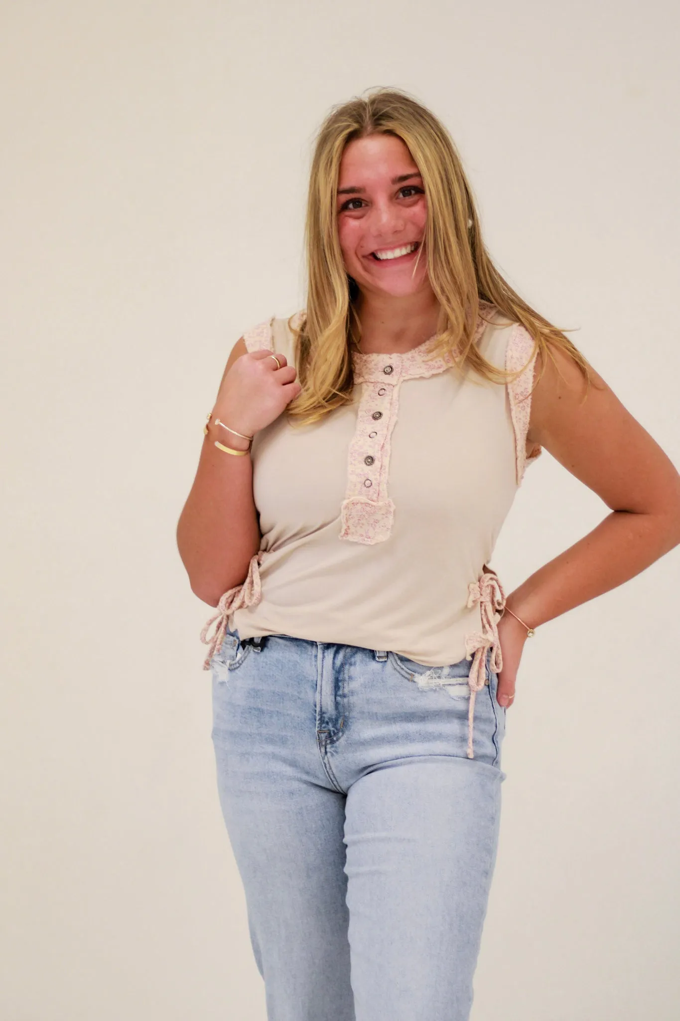 Between You & Me Tank in Oatmeal