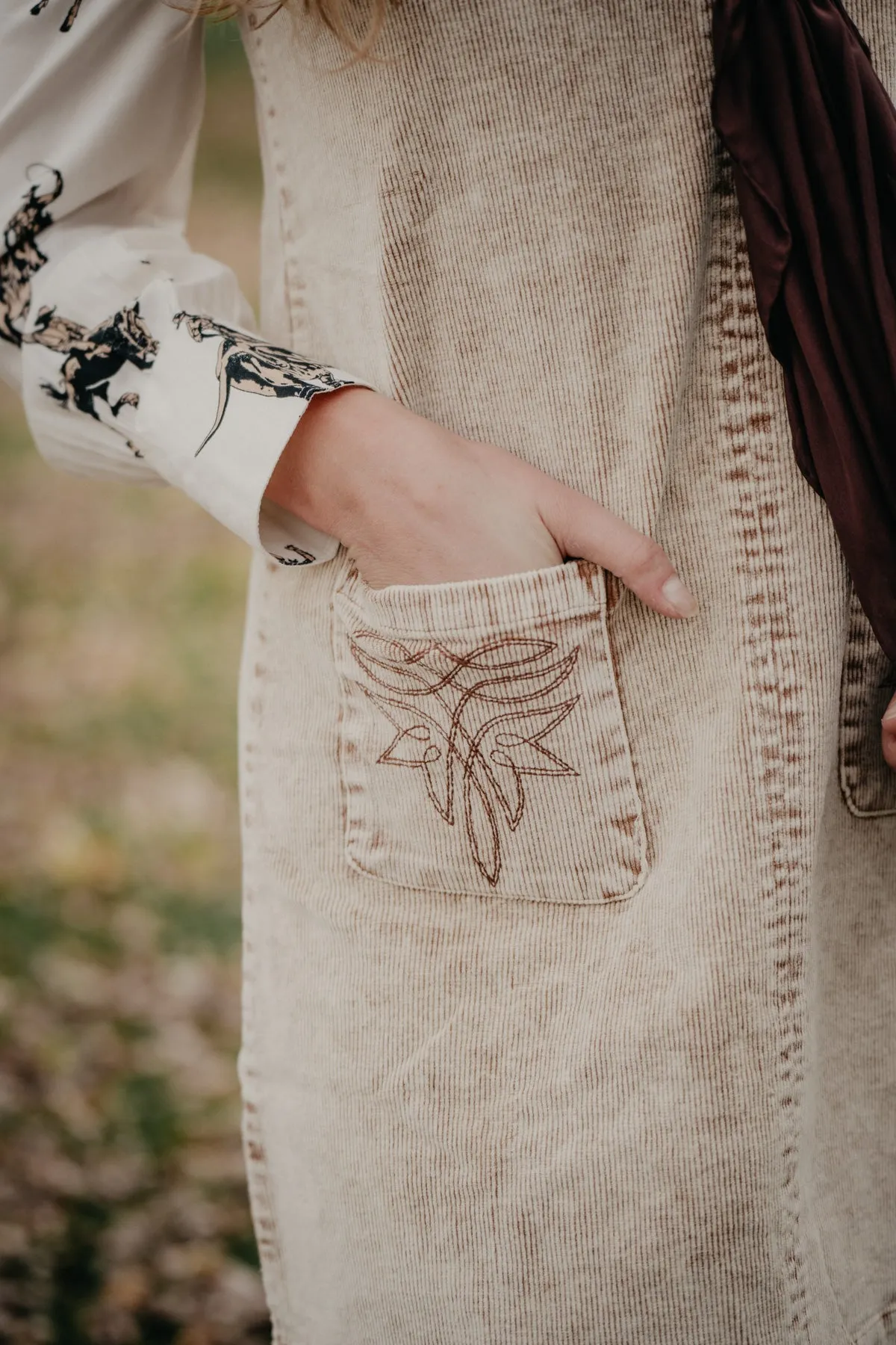 'Billie' Tan Corduroy Shift Dress (S & XL ONLY)