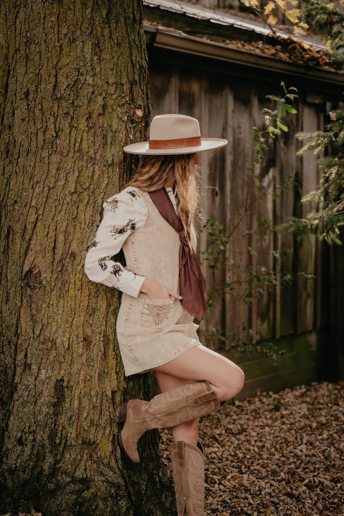 'Billie' Tan Corduroy Shift Dress (S & XL ONLY)