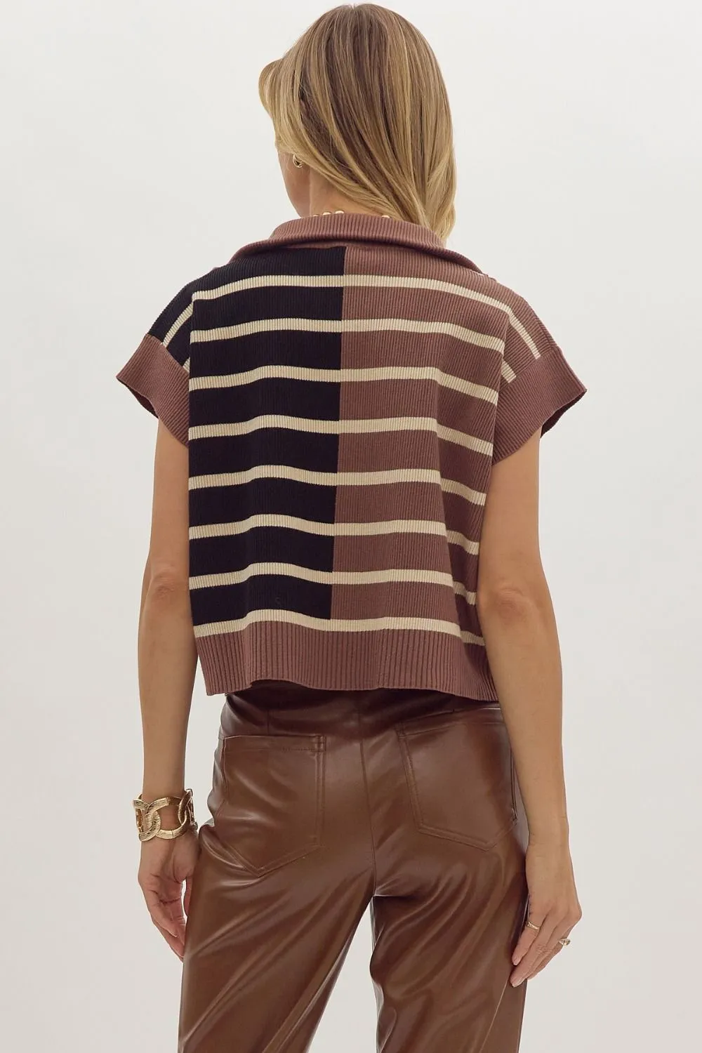 Black & Brown Zip Sweater