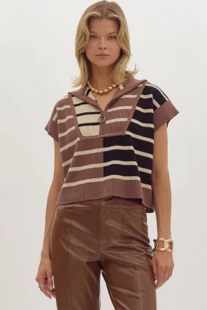 Black & Brown Zip Sweater