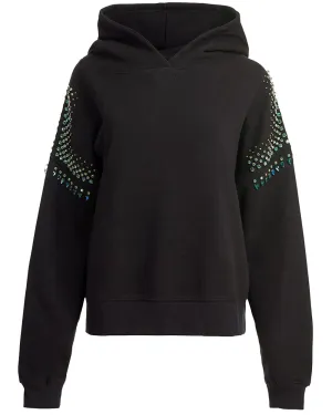 Black Jewel Embellished Cristos Hoodie