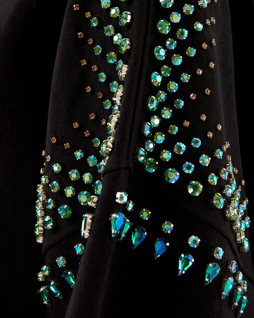 Black Jewel Embellished Cristos Hoodie
