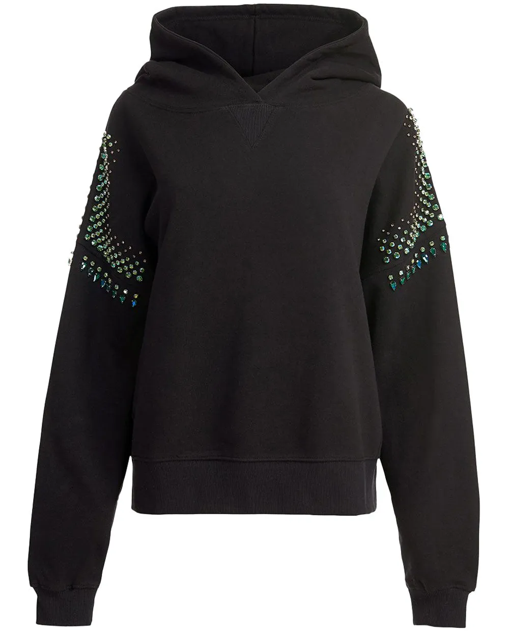 Black Jewel Embellished Cristos Hoodie