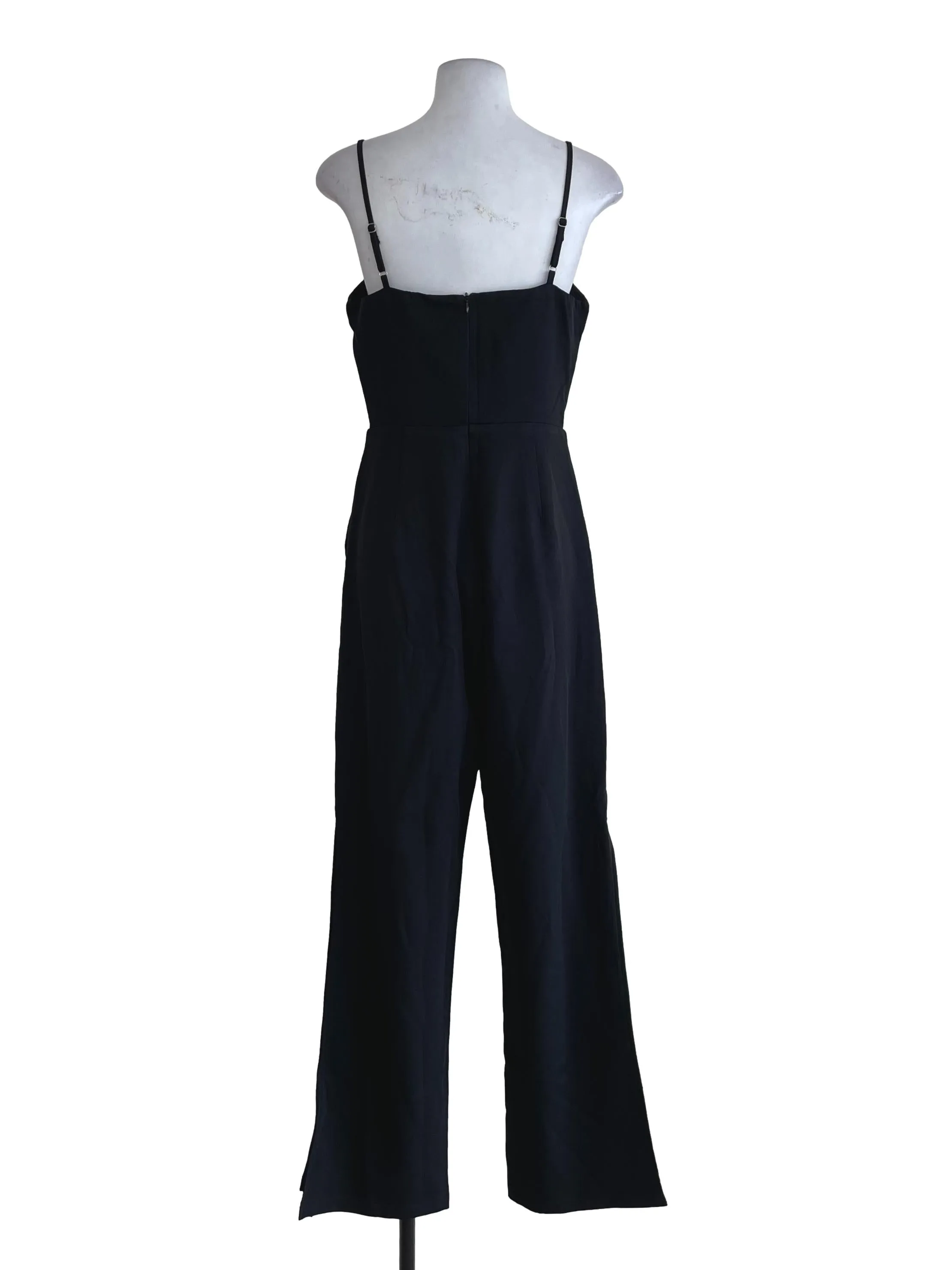 Black Rolled Side Slit Jumpsuit