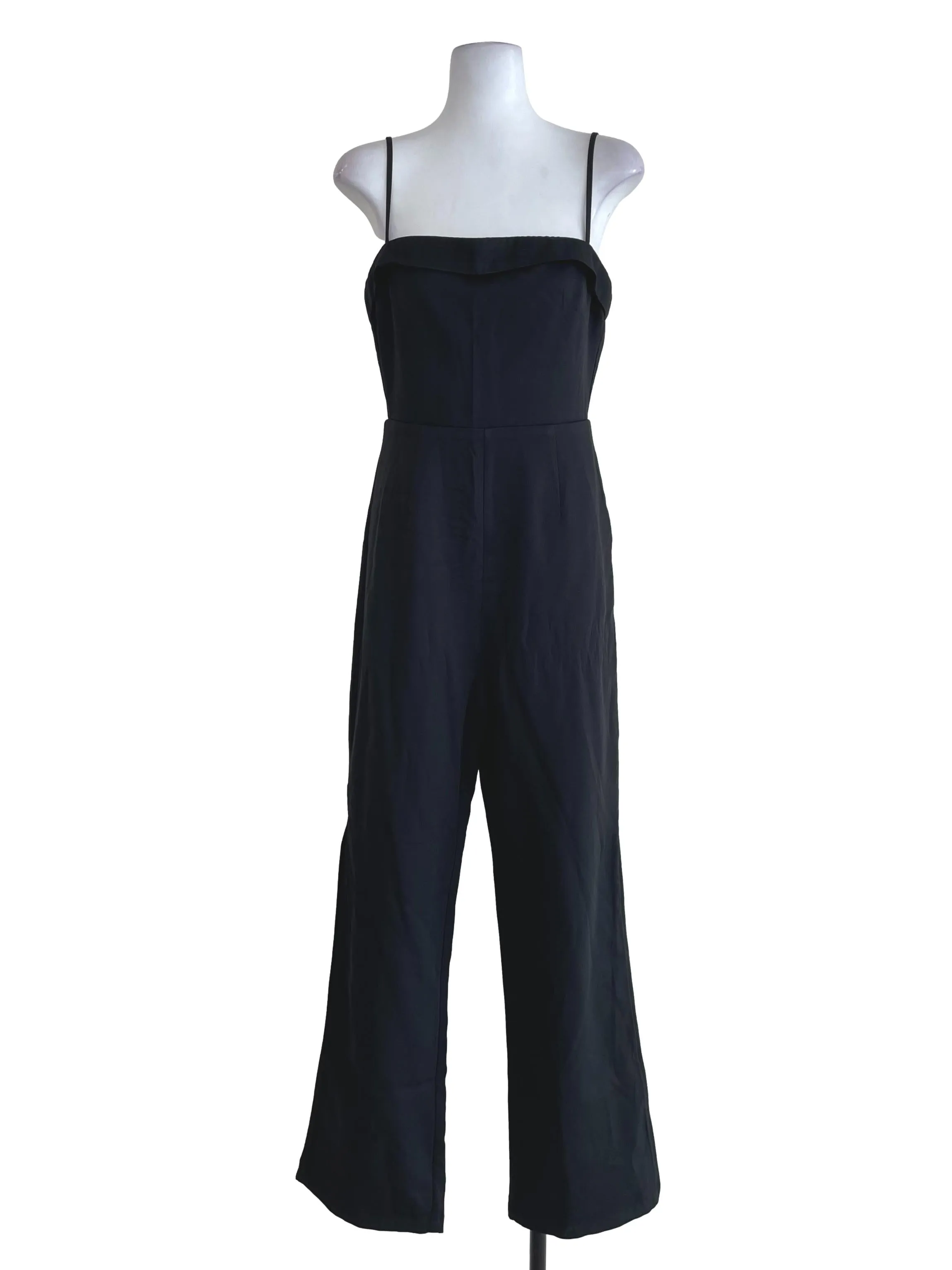 Black Rolled Side Slit Jumpsuit