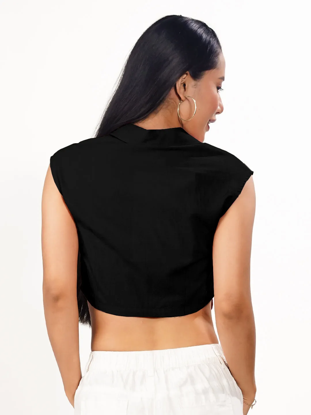 Black Solid Collared Shirt