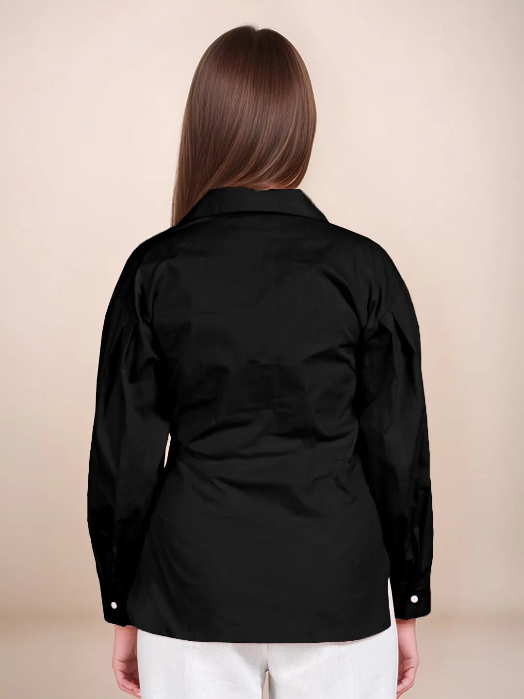 Black Solid Full Sleeves Shirt