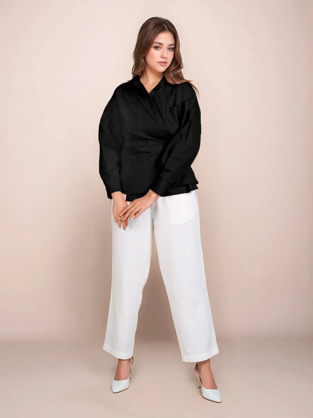 Black Solid Full Sleeves Shirt