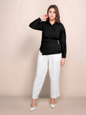 Black Solid Full Sleeves Shirt