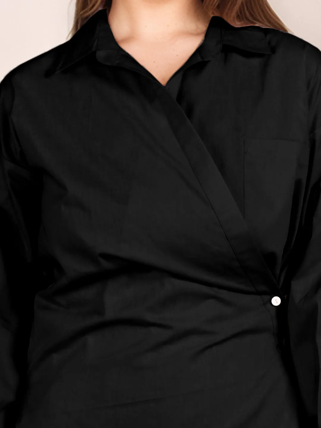 Black Solid Full Sleeves Shirt