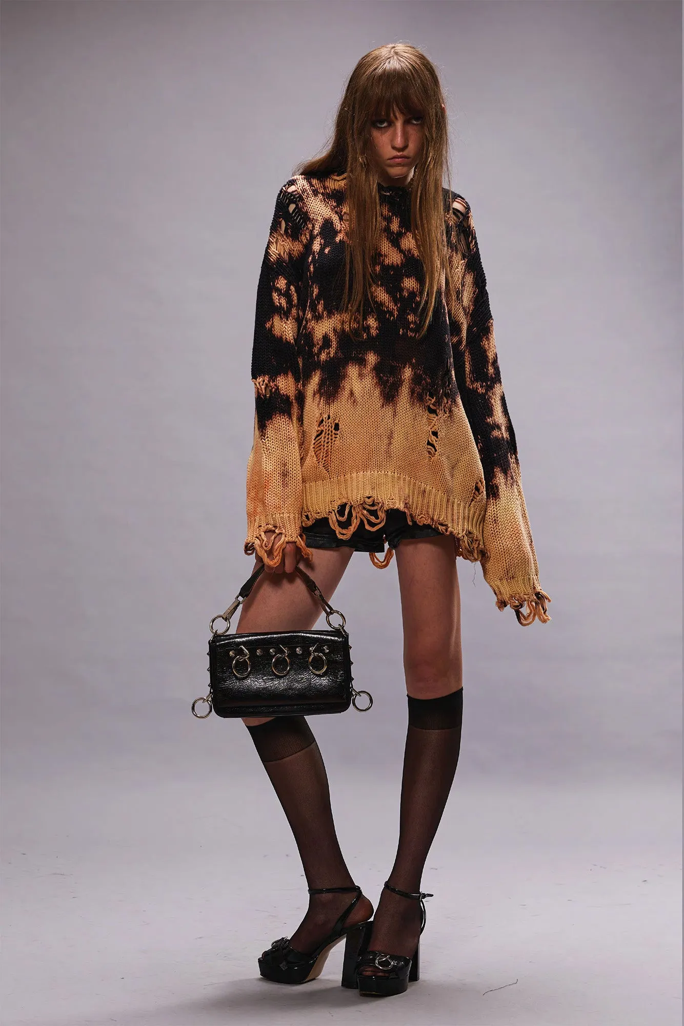 BLEACHED OVERSIZED SWEATER - BLEACHED BLACK