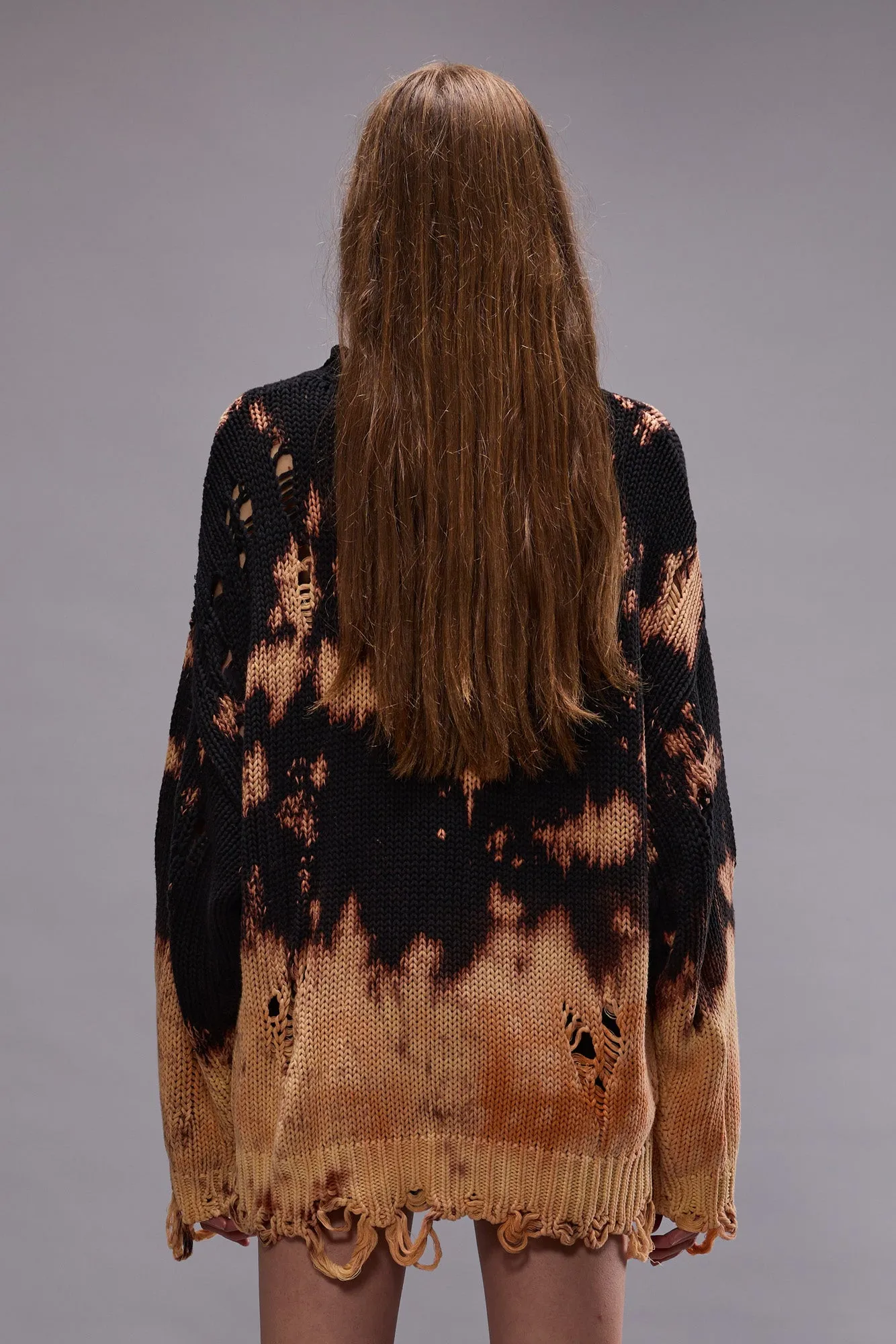 BLEACHED OVERSIZED SWEATER - BLEACHED BLACK