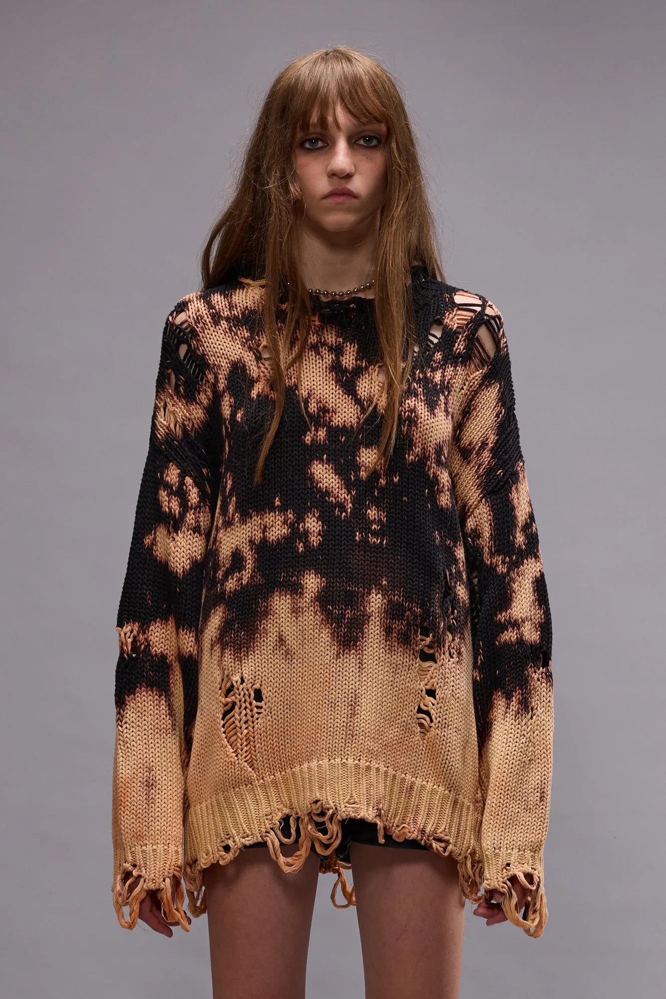 BLEACHED OVERSIZED SWEATER - BLEACHED BLACK