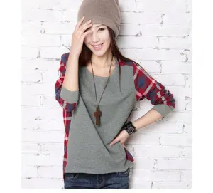 Blouses For Women Women Plaid Casual Blouse Long Sleeve Plaid Loose Shirt Tops Plus Size