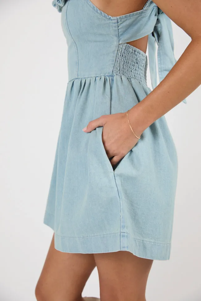 Blue Jean Queen Off The Shoulder Denim Romper
