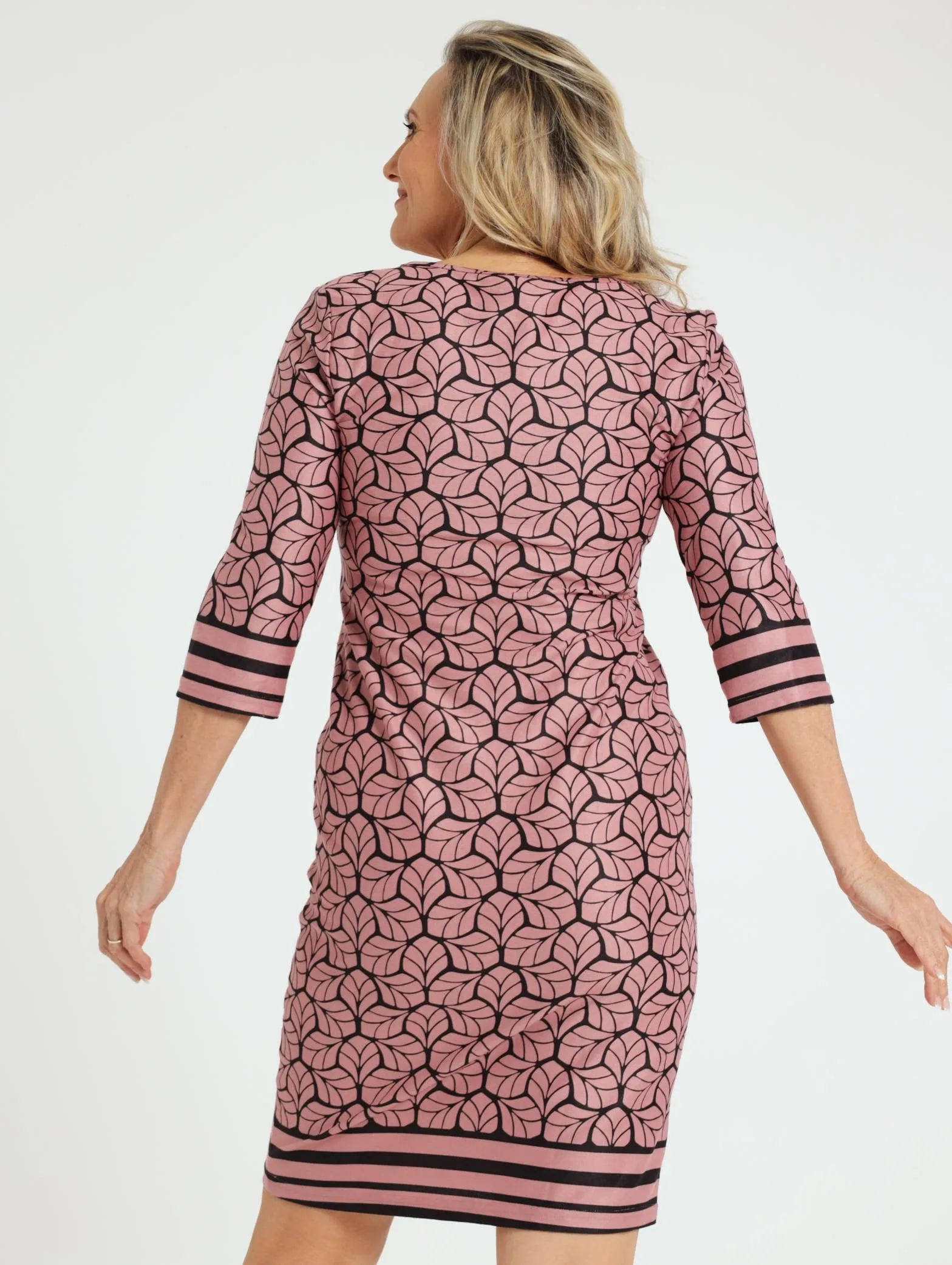 Border Print Shift Dress - Blush